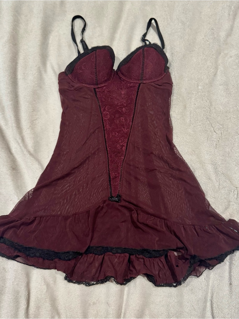 Vintage Burgundy and black lace bustier top